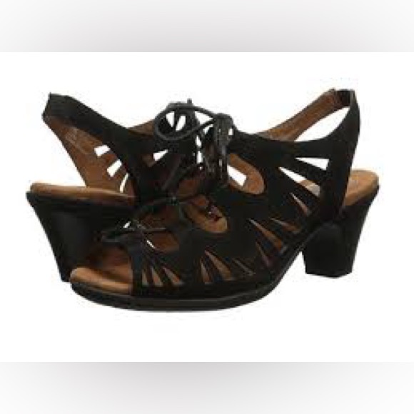 Rockport Cobb Hill Sasha black lace up sandals heels women’s size 8.5 dressy - Picture 1 of 9